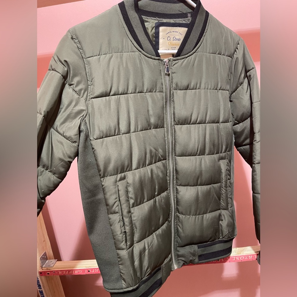 Army green bubble coat